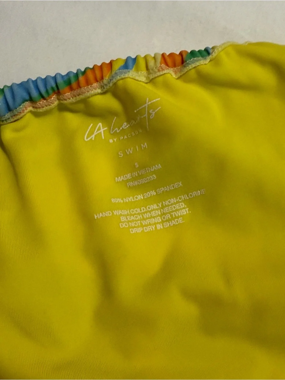 Pacsun La Hearts Yellow & Multicolor Swirl Triangle Bikini Top and Bottom set